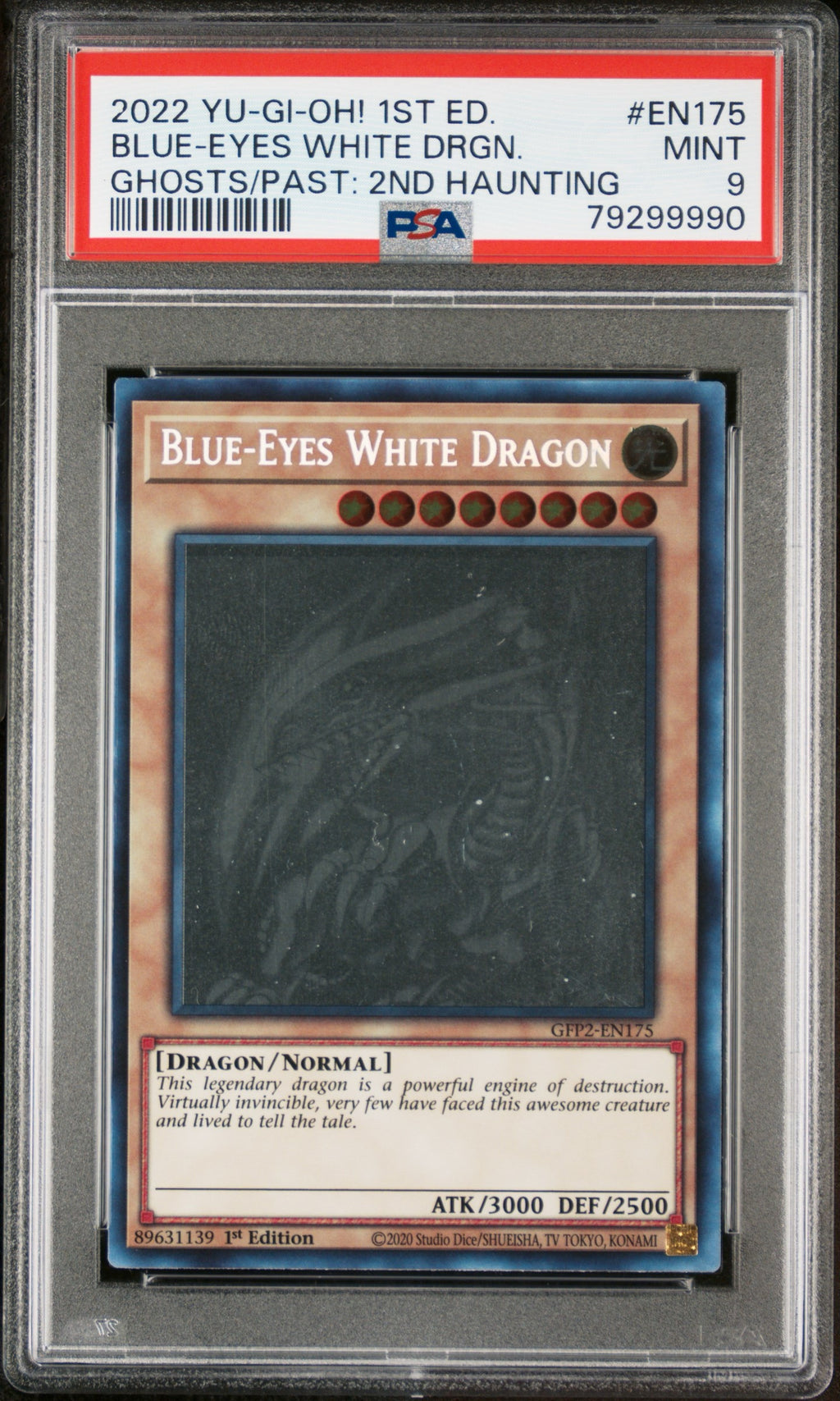 PSA 9 Blue Eyes White Dragon Ghost Rare GFTP2